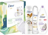 Gift Dove – Gel douche délicieusement relaxant 225 ml, Lotion pour le corps 250 ml, Deo Spray 150 ml & Puff