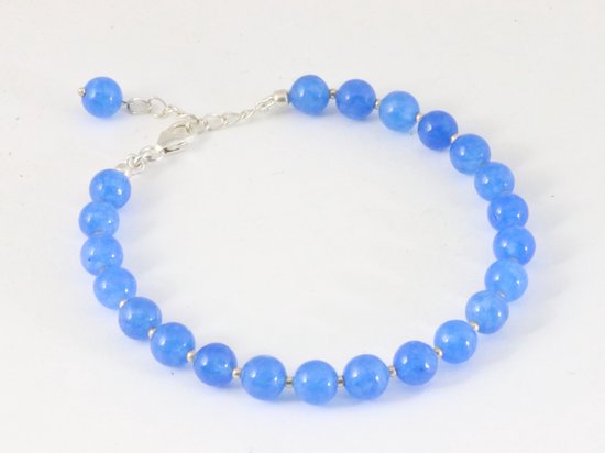 Bracelet de calcédoine bleue et perles d'argent