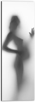 Dibond - Silhouet van Zwanger Vrouwenlichaam achter Wazige Wand - 20x60 cm Foto op Aluminium (Met Ophangsysteem)