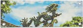 Tuinposter – Figuur van Draak op Stenen Dak - 60x20 cm Foto op Tuinposter (wanddecoratie voor buiten en binnen)