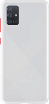 Telefoonglaasje Hoesje Geschikt voor Samsung Galaxy A71 - Kunststof - Wit Transparant - Beschermhoes - Case - Cover