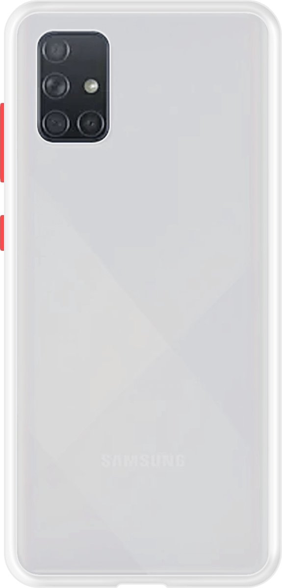 Telefoonglaasje Hoesje Geschikt voor Samsung Galaxy A51 - Kunststof - Wit Transparant - Beschermhoes - Case - Cover