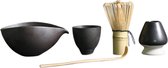 Winkrs - Matcha Thee set met bamboe garde & theelepel met een houder van keramiek - Matcha Klopper/Whisk - Japanse Theeceremonie - Tao Black