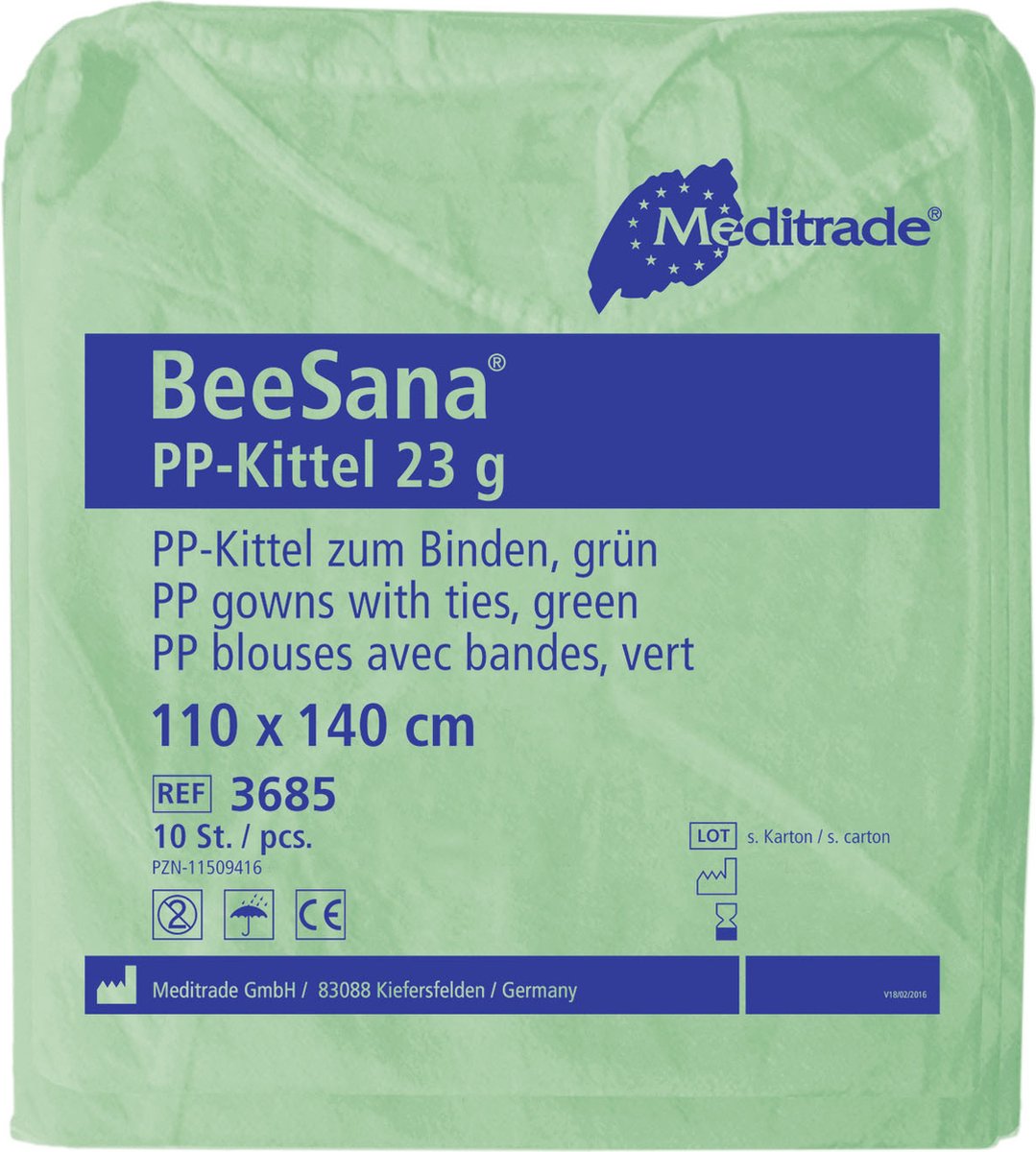 Meditrade 3685 Beesana Pp-schort, 110cmx140cm Groen per 10 stuks verpakt