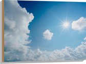 Hout - Felle Zon door Sluierbewolking - 80x60 cm - 9 mm dik - Foto op Hout (Met Ophangsysteem)