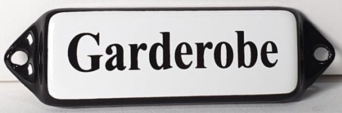 Emaille deurbordje wandbord Garderobe - 10 x 3 cm model oor