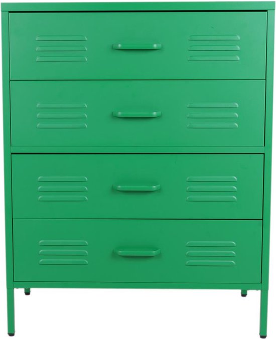 Armoire à Tiroirs Casier Métallique MaximaVida Finn 80 X 40 X 102 Cm Emeraude 4 Tiroirs