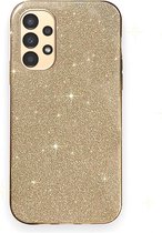 Hoesje Geschikt Voor Samsung Galaxy A04 hoesje glitter colour case backcover Goud