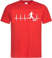 Grappig T-shirt - hartslag - heartbeat - voetbal - voetballer - sport - maat XL