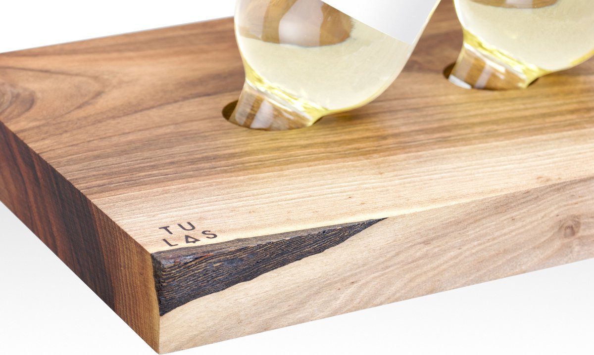 Tu Las™ Massief houten wijnflessen houder inclusief wijnglazen en champagneglazen houder - 94 x 22 x 4 cm - Zwevende wijnflessen houder - Muur bevestiging - Walnoot hout — cadeau in Wonen & Interieur - foto 5