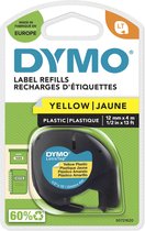 DYMO LetraTag originele plastic labels | Zwarte afdruk op gele etiketten | 12 mm x 4 m | Zelfklevende multifunctionele labels voor LetraTag labelprinters | gemaakt in Europa