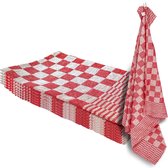 Set de torchons Block Red - 65x65 - Set de 6 - Carreaux - Chiffons Block - 100% coton - Essuies de vaisselle Horeca