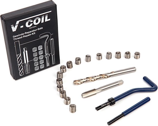 131pcs Kits De Réparation De Filetage, Y Compris Les Manchons De Foret Helicoil M5 M6 M8 M10 M12 Kit Doutils De Douille Filetee Avec Mallette En Acier Pour La Reparation De Moteur De Voiture 83740117