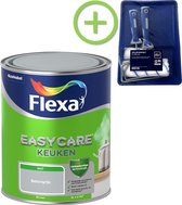 Flexa Easycare - Muurverf Mat - Keuken - Betongrijs - 1 liter + Flexa muurverf roller - 5 delig