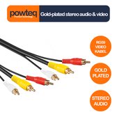 Powteq Premium - Gold-plated - 1.5 meter - 3 x RCA/Tulp - Stereo audio - RG59 video - Professioneel