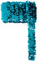 Paillettenband breed elastisch turquoise 3m