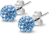 Twice As Nice Oorbellen in zilver, lichtblauwe kristallen bol van 6 mm Lichtblauw