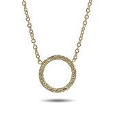 Twice As Nice Halsketting in 18kt verguld zilver, gehamerde cirkel 40 cm+5 cm
