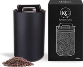 Koffieblik luchtdicht voor 1 kg koffiebonen met vacuümdeksel (container voor koffie, thee, roestvrij stalen blik voor opslag met aromasluiting, voorraaddoos voor 1000 g koffie), mat zwart (2800 ml)