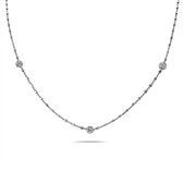 Twice As Nice Korte halsketting in zilver, blokjesketting, 5 kristallen bollen  38 cm+5 cm