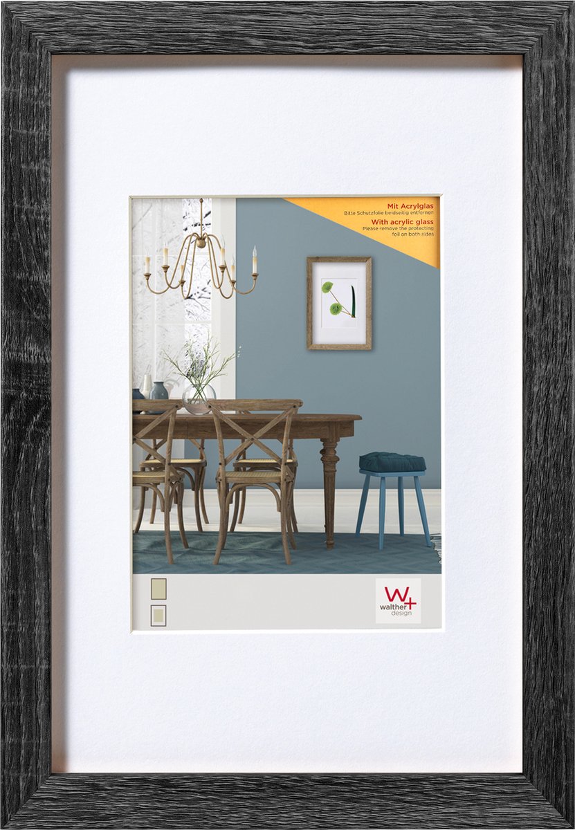 Walther Fiorito - MDF Houten lijst - Fotoformaat 40x50 cm - Kunstglas - Donkergrijs