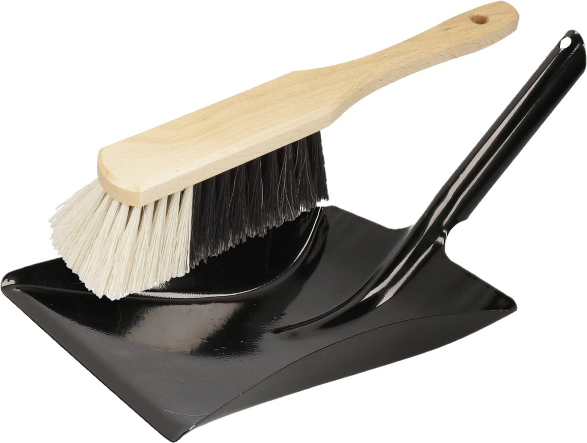 Goedkoopste Stoffer en blik zwart van metaal/hout voor binnen