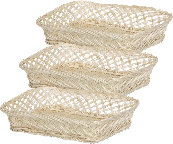 Foto: Broodmandje rechthoekig 3x 22 x 30 x 6 cm mandje rotan riet broodmanden serveermanden