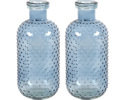 Countryfield Bloemenvaas Cactus Dots - 2x - blauw transparant - glas - D11 x H24 cm Countryfield Bloemenvaas Cactus Dots - 2x - blauw transparant - glas - D11 x H24 cm