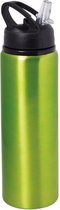 Waterfles/sportfles/drinkfles Sporty - metallic groen - aluminium/kunststof - 800 ml