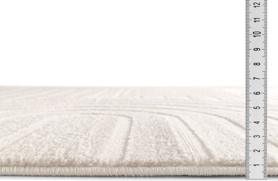 Tapis Poils Ras, Cercle, Salon, Boho Géométrique -Crème - Ø120 cm (Rond) - Tapis Moderne Super Doux