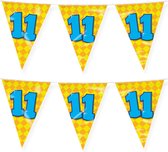 Paperdreams Verjaardag 11 jaar thema vlaggetjes - 2x - feestversiering - 10m - folie - dubbelzijdig