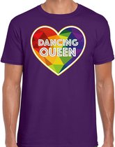Bellatio Decorations Gay Pride shirt - dancing queen - regenboog - heren - paars M