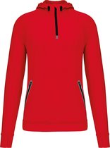 Unisex sportsweater met capuchon en driekwarts halsrits 'Proact' Red - XXL