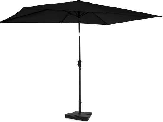 VONROC Premium Parasol Rapallo 200x300cm – Duurzame parasol - combi set incl. parasolvoet van 20 kg - Kantelbaar – UV werend doek - Antraciet/Zwart – Incl. beschermhoes