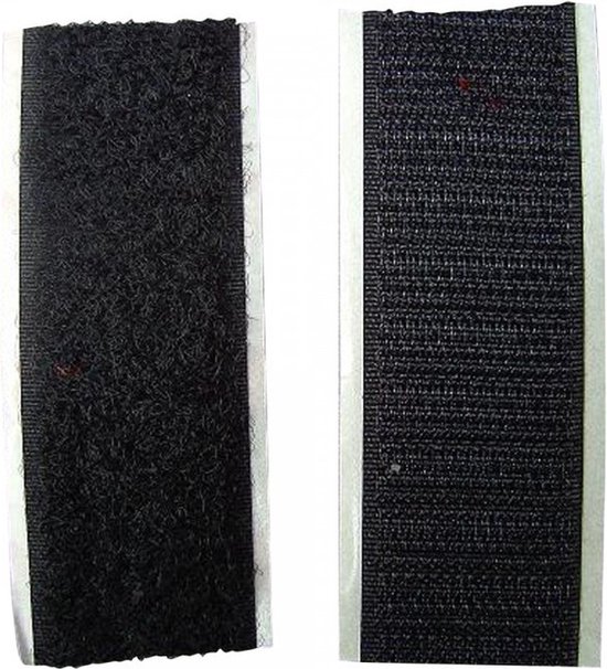 Klittenband zelfklevend | compleet | 20 mm | zwart | rol 25 meter Klittenband zelfklevend | compleet | 20 mm | zwart | rol 25 meter