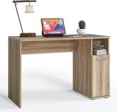 Bureau met breed werkblad, open vak en kast, computertafel van hout, bureautafel modern, 110 x 52 x 73 cm (natuur)
