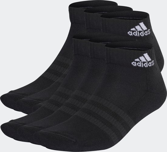 adidas Sportswear Cushioned Sportswear Ankle Socks 6 Pairs - Unisex - Zwart- 40-42