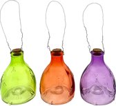 Wespenvanger Glas - 3 Kleuren - oranje - paars - groen - Set van 3 - 9 x 9 x 14 cm