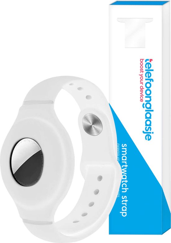 Telefoonglaasje Polsband Geschikt voor Apple Airtag - Siliconen - Wit