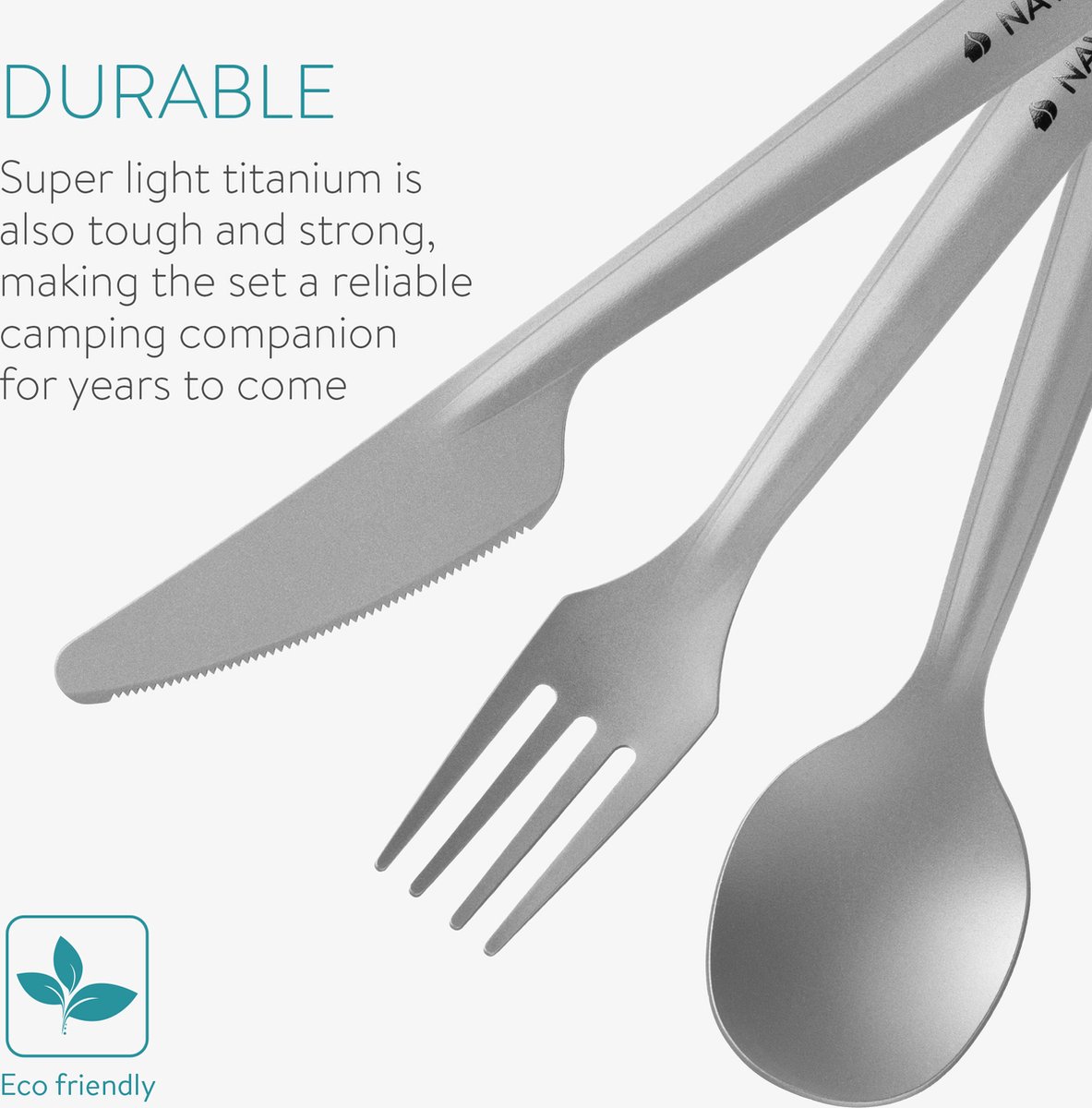 Set Couverts De Camping En Titane - Cuillère, Fourchette, Couteau - Ultra-léger