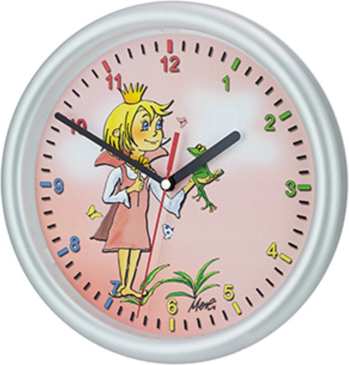 Wandklok PRINSES MET KIKKER modern design voor kinderen