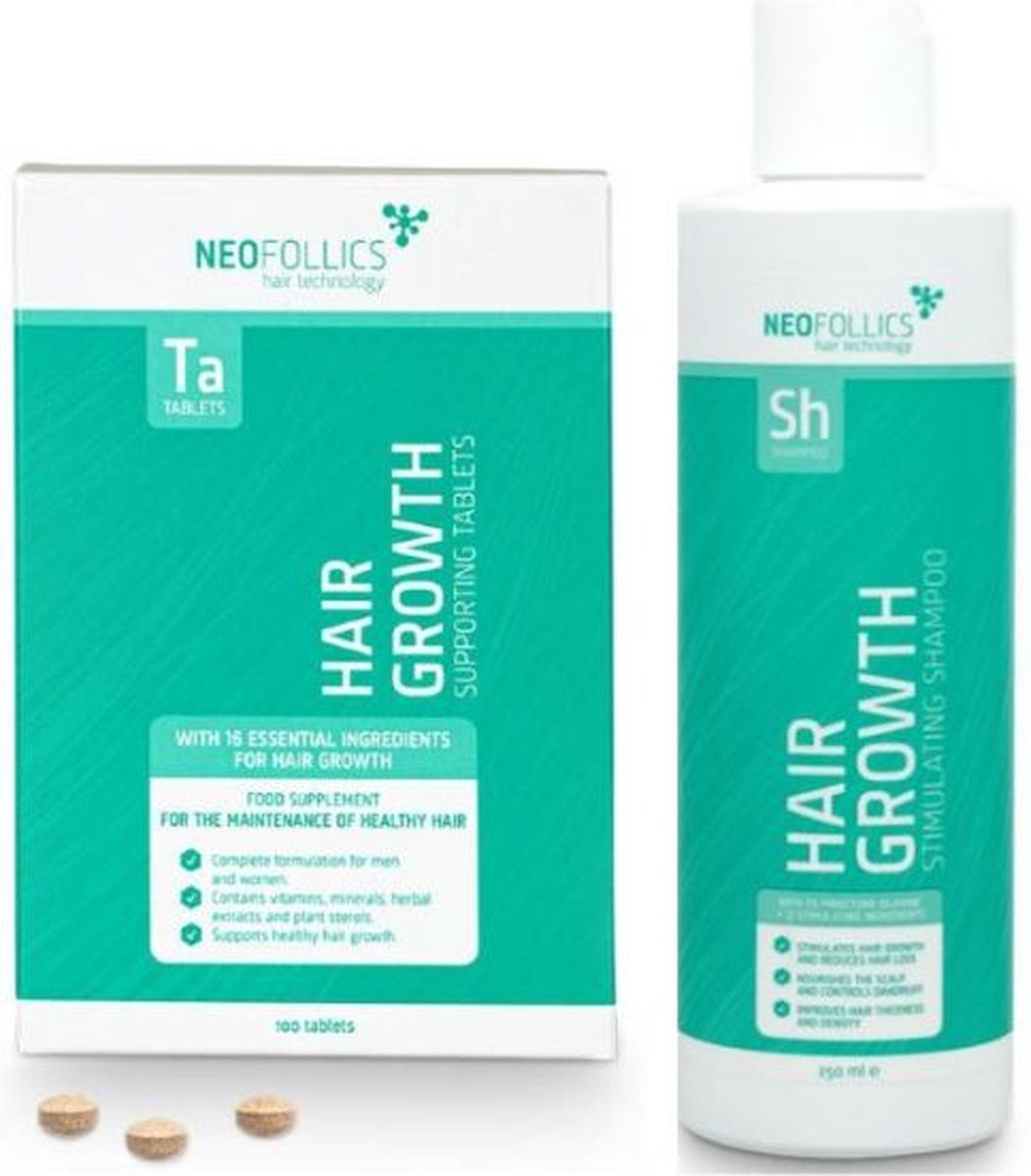 Neofollics - Behandeling voor dunner wordend haar - Haargroei shampoo - Haargroei tabletten