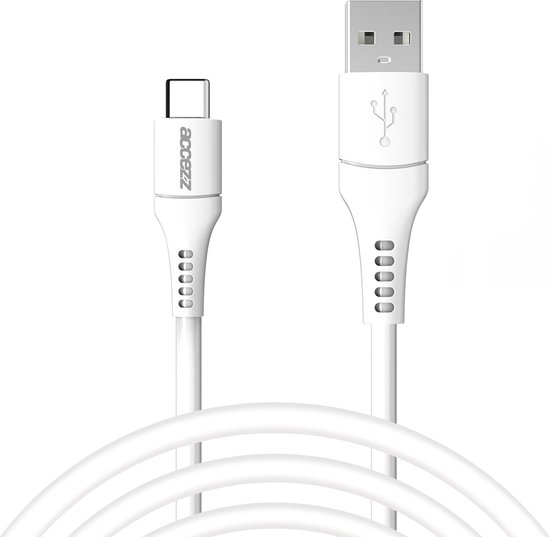 Accezz Kabel - USB C naar USB A Kabel - 2 meter - Snellader & Datasynchronisatie - Oplaadkabel - Wit