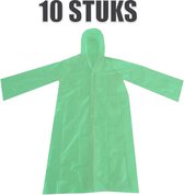 Wegwerp regenjas met voorsluiting (groen) - 10 stuks