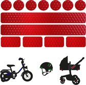 Reflecterende Veiligheids stickers rood - Reflectie tape voor in het verkeer - Maak wandelwagens, koffers, buggy's, skelters, helms, fietsen etc goed zichtbaar in het donker.