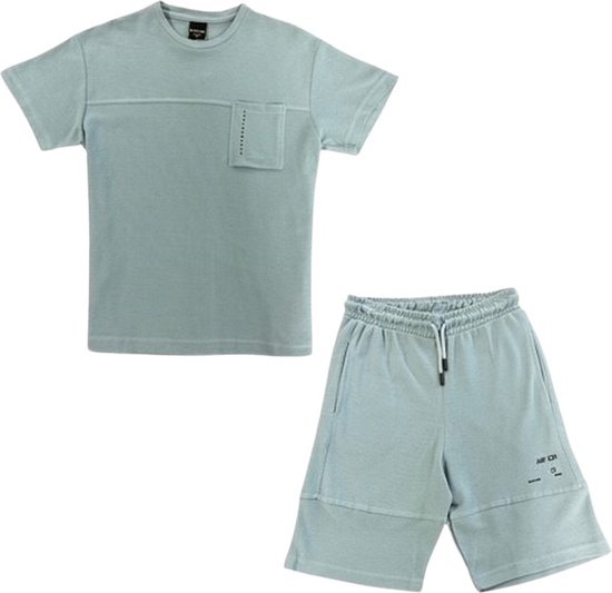 La Pèra Kinder Tweedelig Setje - T-shirt & Korte broek - Unisex - Blauw - 128