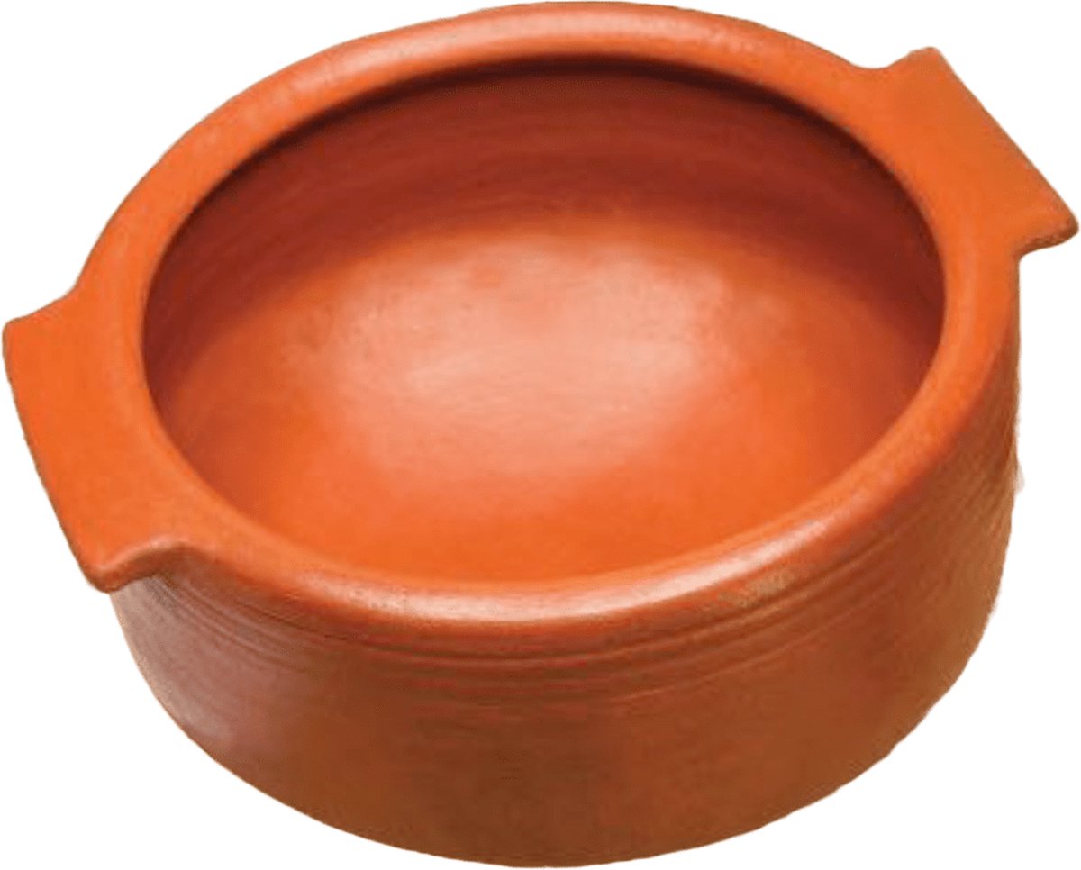 Pavithram Klei / Aardewerk / Terracotta Vis/Kip Pan Met Deksel - Zwart