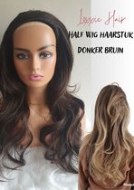 Hairextensions met clip - Hair extensions haarstuk - Clip In Extensions Clip In Extensions - Halve Pruik Dames - Donker Bruin- Lang Stijl Haar - Krullen en Stijlen tot 180 graden - Half Wig- Wasbaar