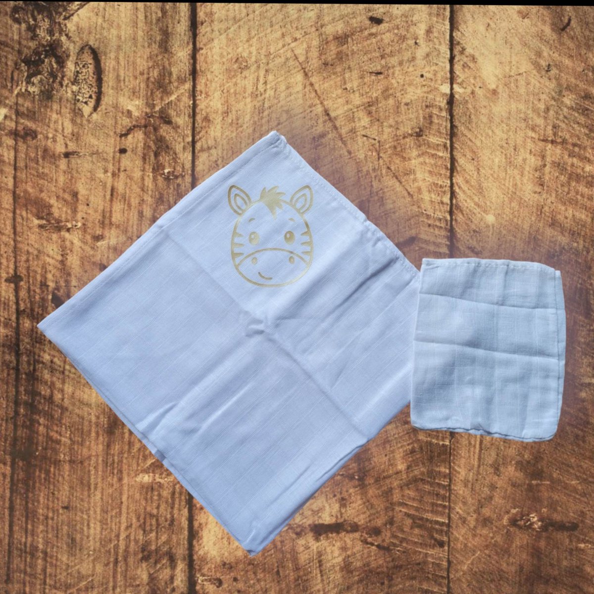 Goedkoopste Hydrofieldoek - opdruk - 70 x 70 - washand 20 x 17 - opdruk zebra zand - kraamgeschenk
