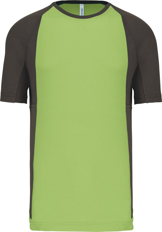 Tweekleurig sportshirt unisex 'Proact' korte mouwen Lime/Dark Grey - 3XL